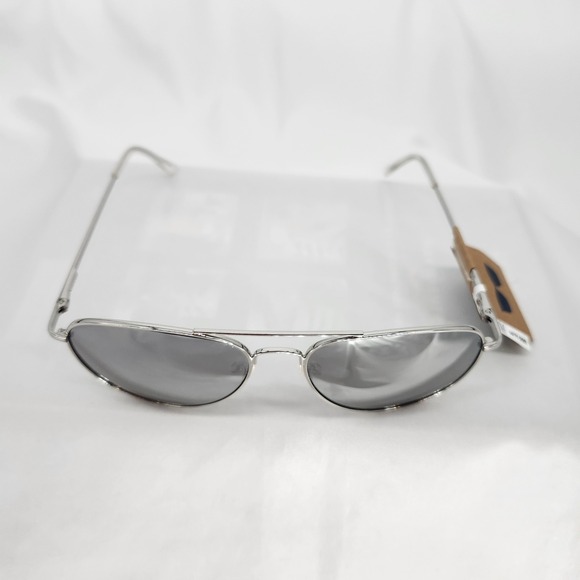 Silver Mirrored Womens Aviator Sunglasses NWT Silver Metal Frame Biker Summer - Picture 2 of 5